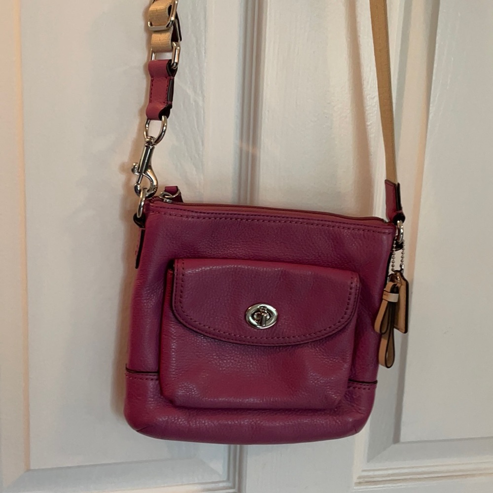 Coach Purple Leather purse with adjustable strap